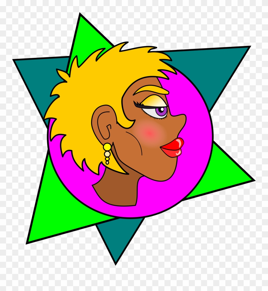New Wave Line Art Cartoon Blond Girl - Clip Art - Png Download