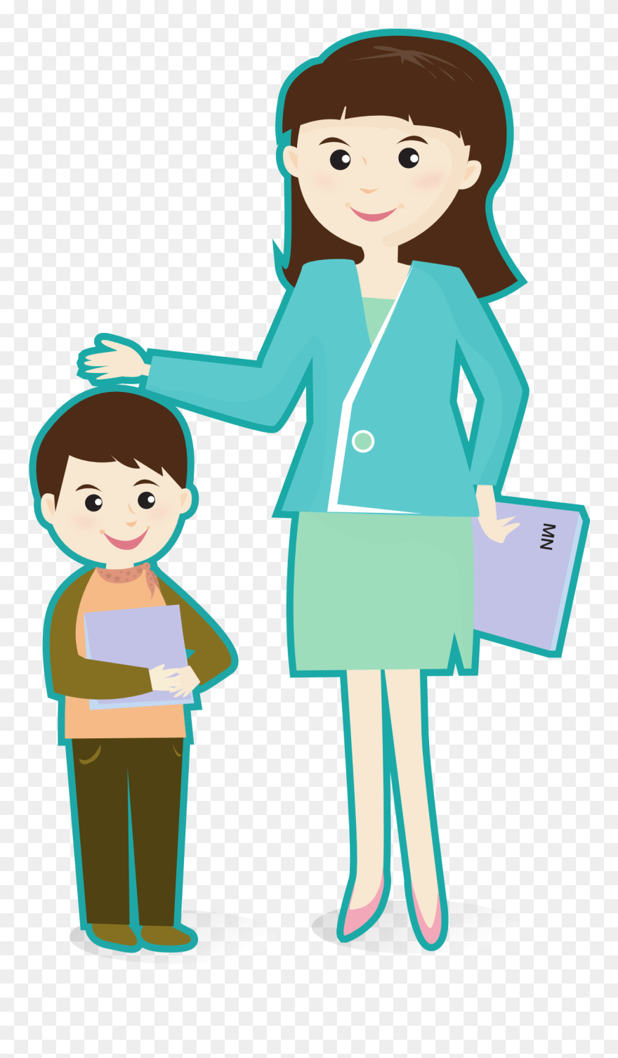 Teacher Clip Art For Free Clipart Images - Profesora Y Su Alumno - Png Download