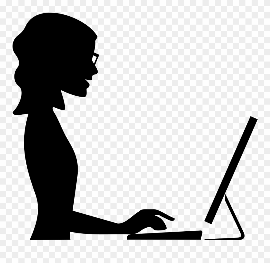 Computer Clipart Business Woman - Silhouette Woman With Glasses - Png Download