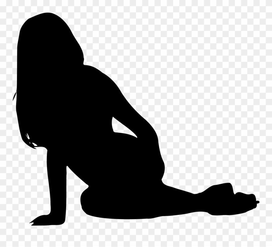 Big Image - Silhouette Of Woman Kneeling Clipart