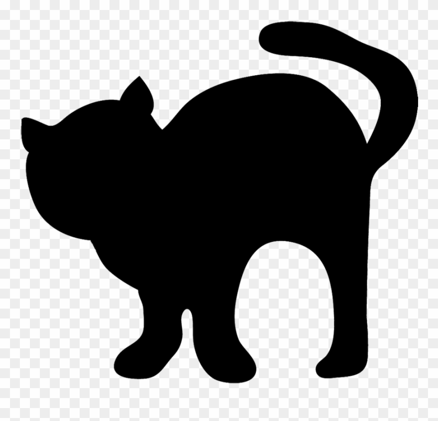 Black Silhouette Of Cat - Cute Halloween Black Cat Silhouette Clipart