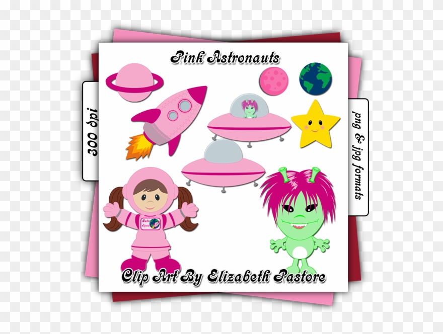 Outer Space Clip Art In Pink Night Kids, Pink Color - Spacecraft - Png Download