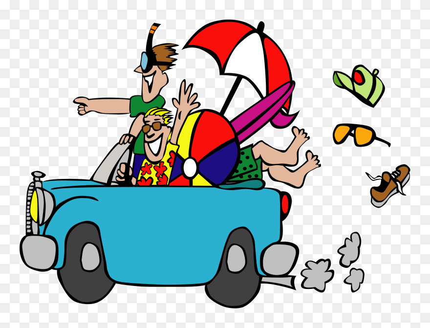 Road Clipart Road Trip - Going To The Beach Cartoon - Png Download