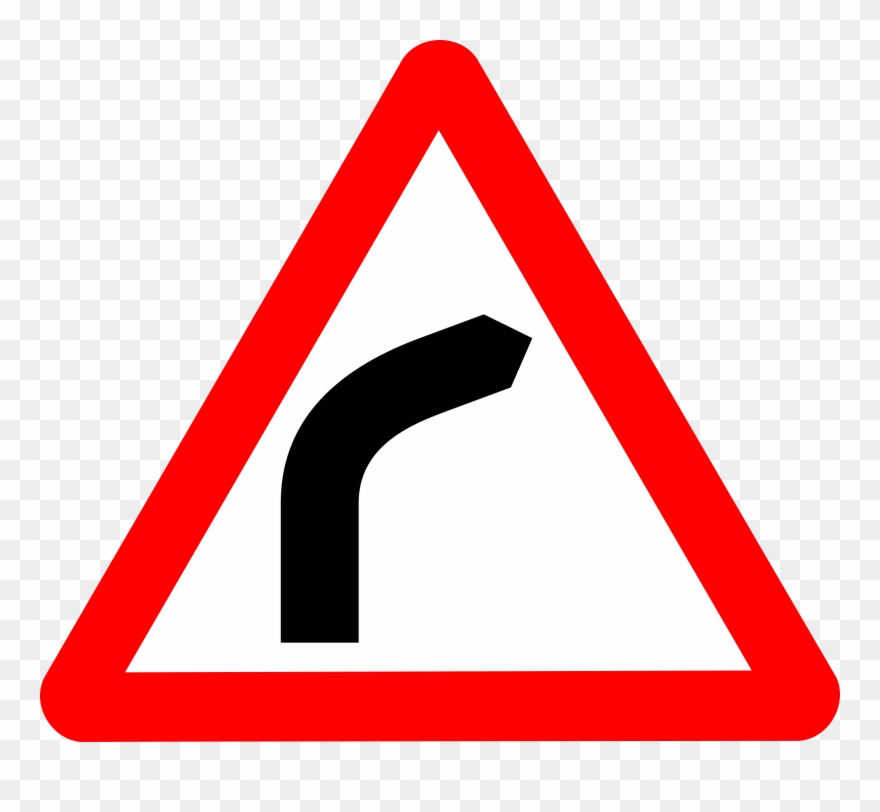 Curve Clipart Road Sign - Road Sign Curve Ahead - Png Download