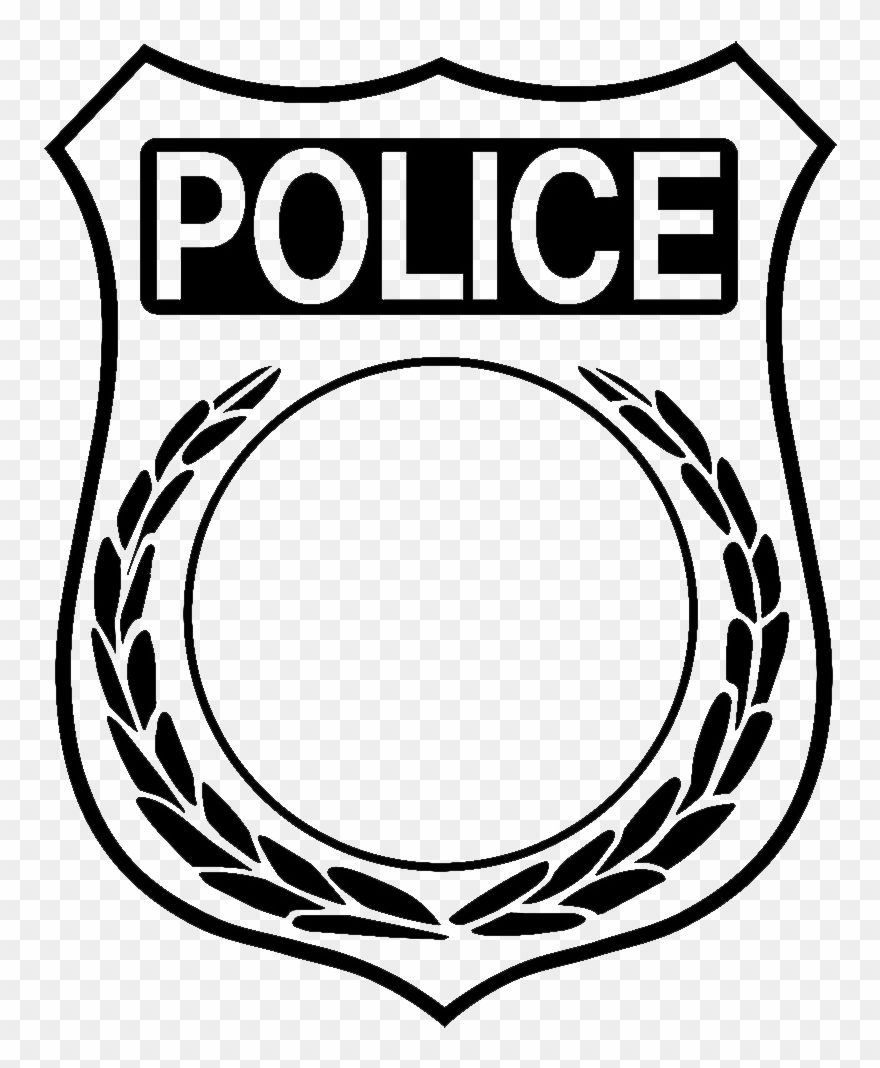 Badge Drawing Clip Art Free Stock - Police Badge Black And White - Png Download