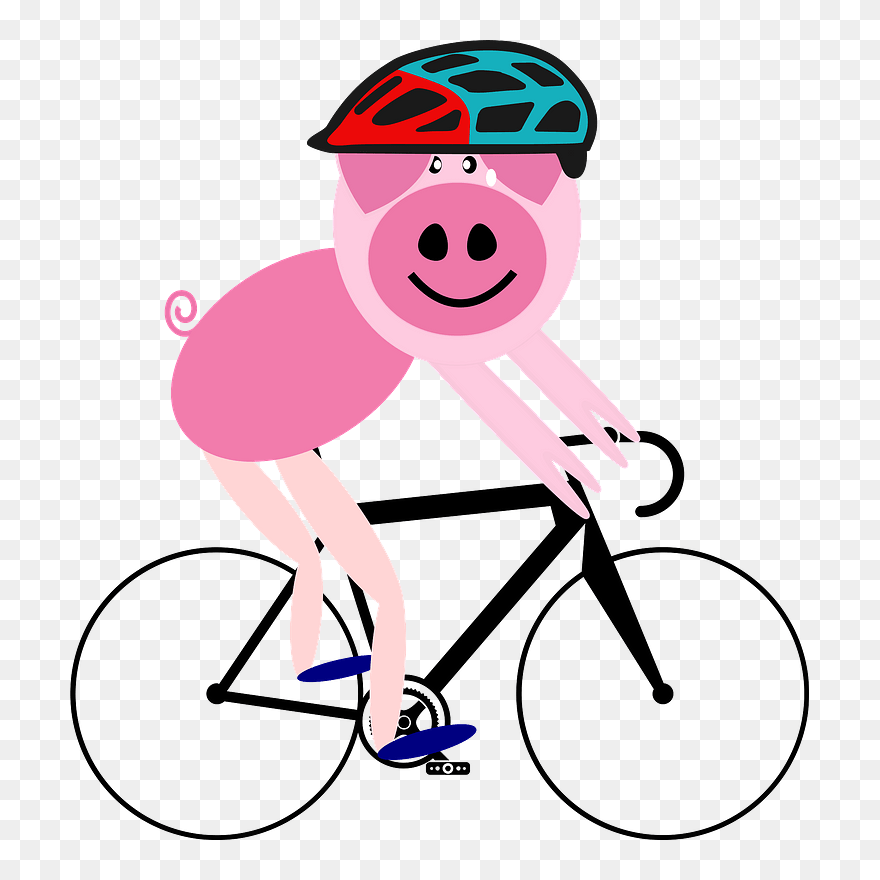 Road Bicycle Cycling Art Bike Mountain Bike - Cycling Pig Clipart