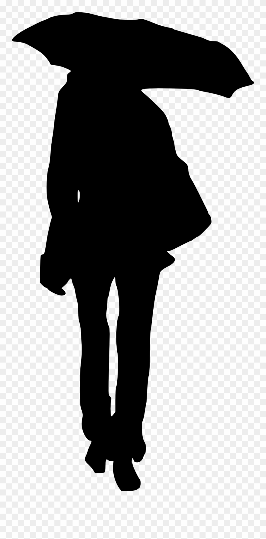 Sea Life Silhouette - Black Person With Umbrella Clip Art - Png Download