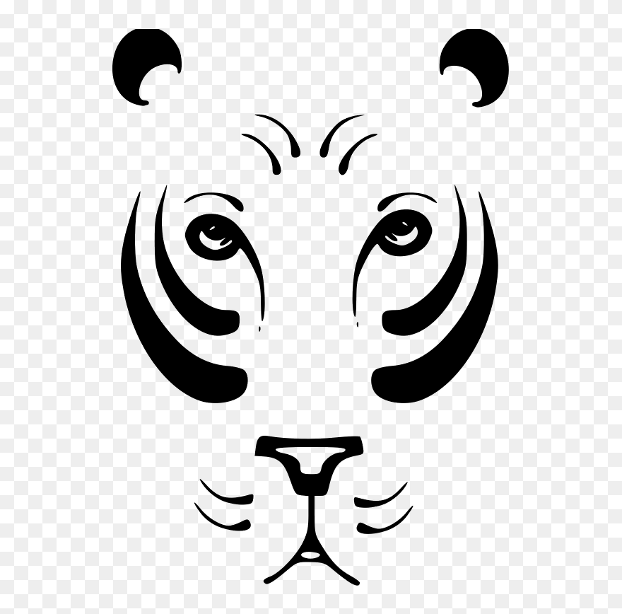 Graphic Transparent Download Cougar Black And White - Black Tiger Face Shower Curtain Clipart