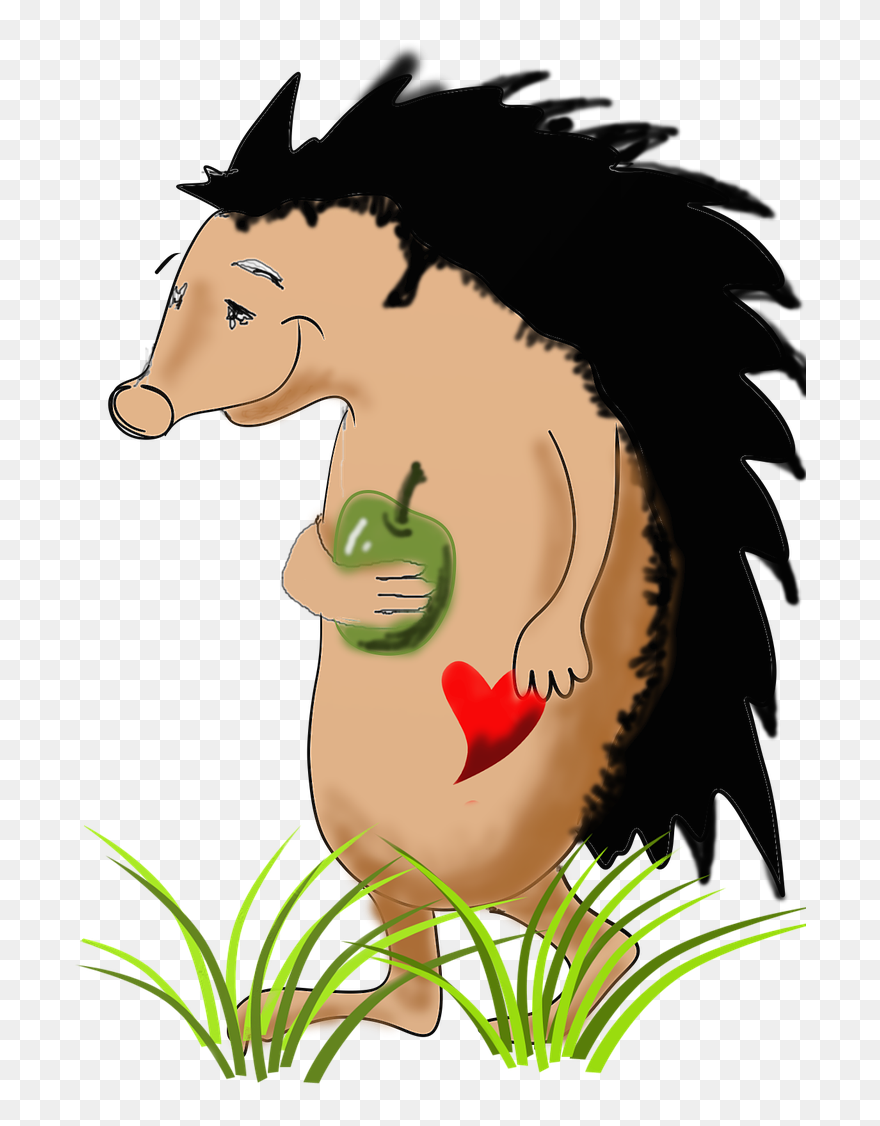Igel Tier Comic Apfel - Cartoon Clipart
