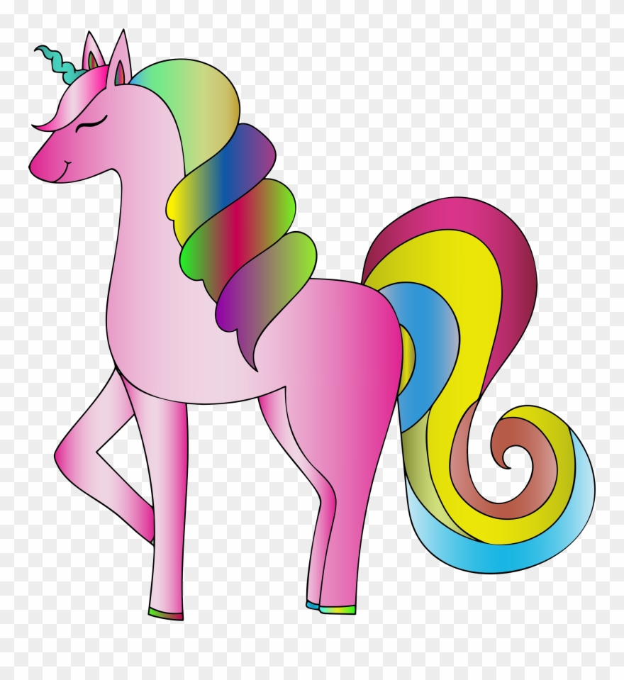 Unicorn Line Art Mane Color Cuteness Free Commercial - Unicorns Clip Art Colors - Png Download