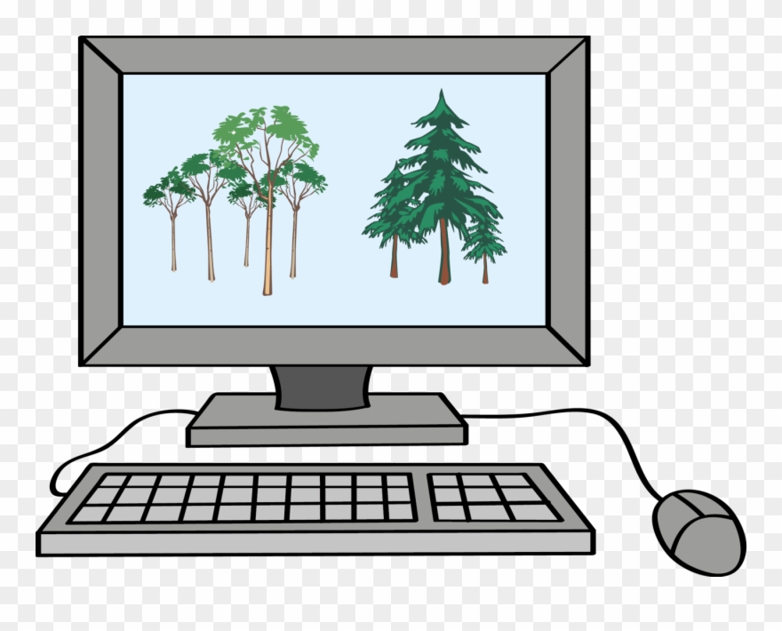 Ein Computer Mit Bildern Auf Dem Monitor - Modern Green Tree 29 Shower Curtain Clipart