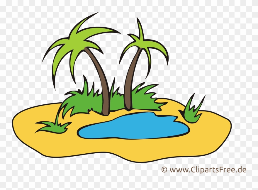 Clipart Urlaub Strand - Oasis Dessin - Png Download