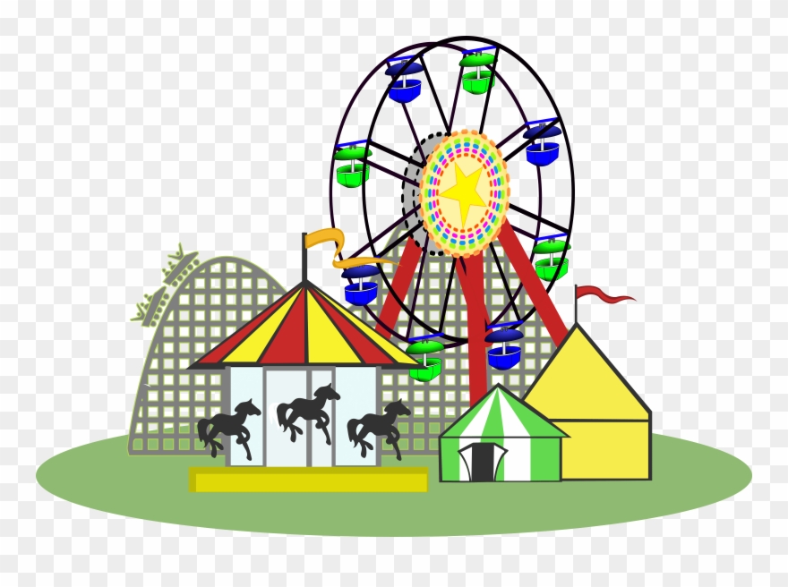Clipart - Amusement Park Clipart Black And White - Png Download