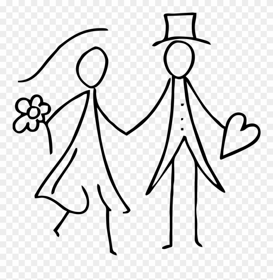 29 - Novios Caricatura Blanco Y Negro Clipart