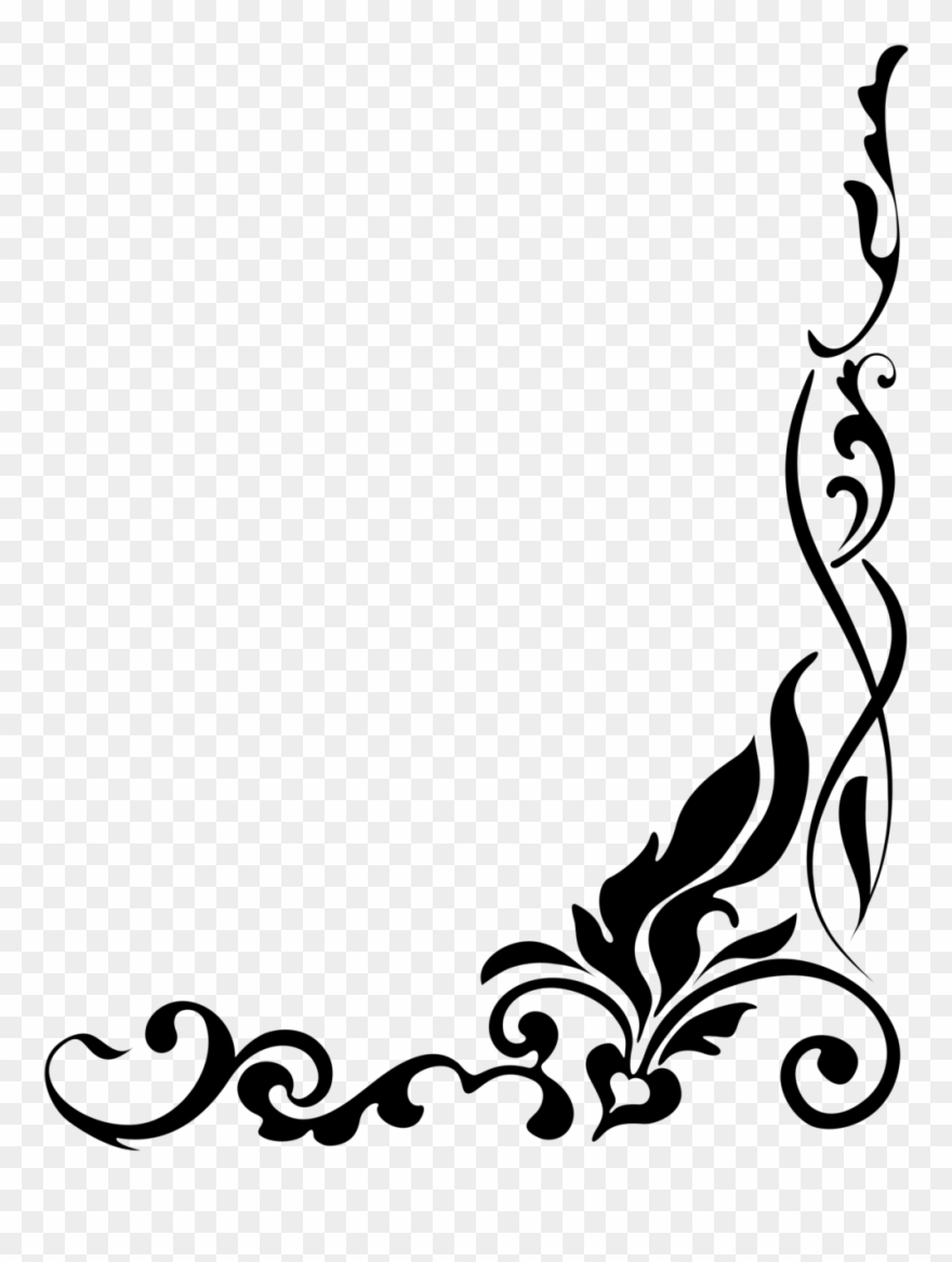 Black And White Flower Clipart - Black And White Wedding Border - Png Download