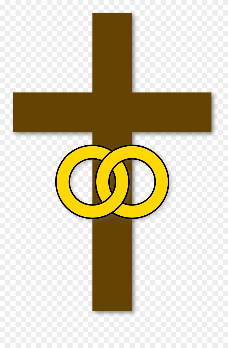 Graphic Black And White Cross With Wedding Rings Clipart - Symbol Of Marriage - Png Download
