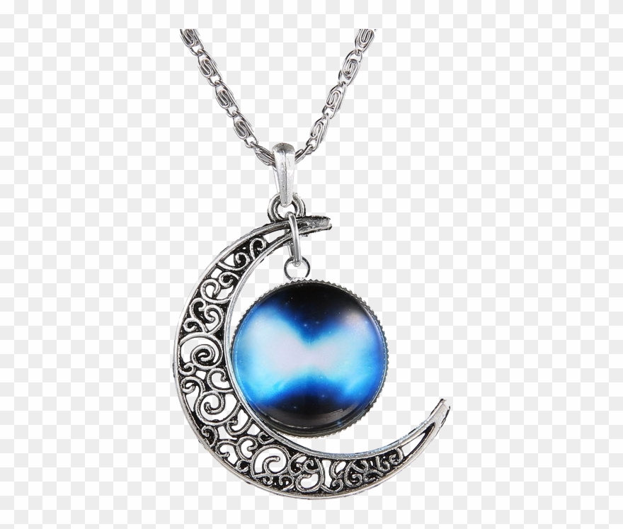 Pendent Clipart Neckless - Starry Galaxy & Moon Necklace - Png Download