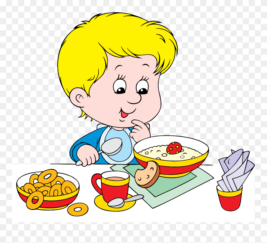Healthy Breakfast Menu - Boy Eating Breakfast Clipart - Png Download