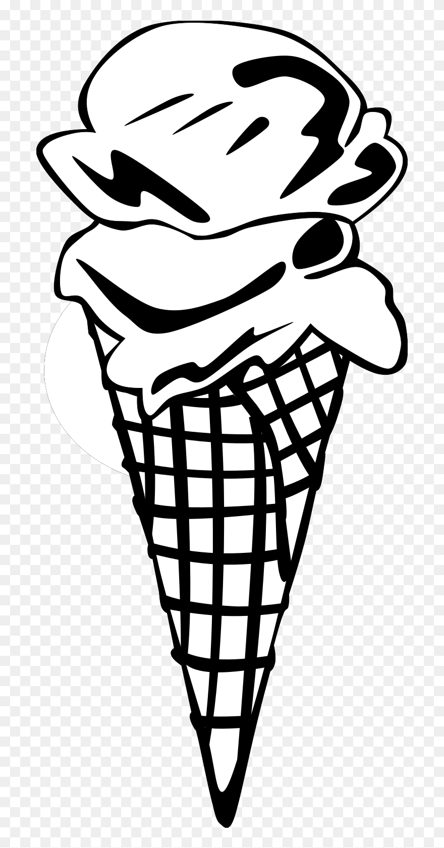 Fast Food, Desserts, Ice Cream Cones, Waffle, Double - Chocolate Black And White Clipart
