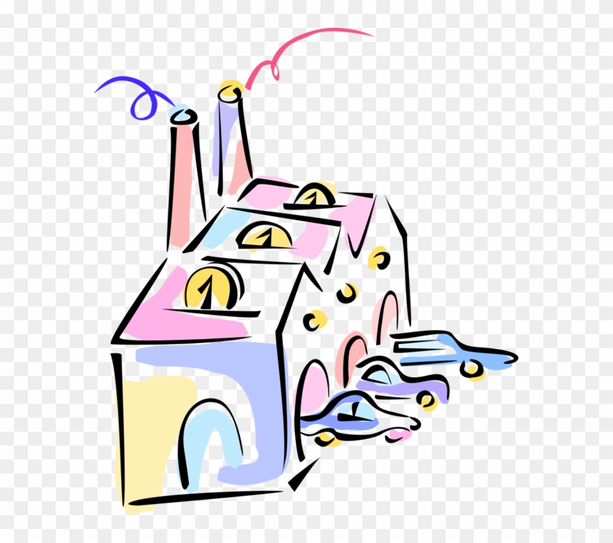 Cars Coming Off Assembly Line Vector Image - Industry Clipart