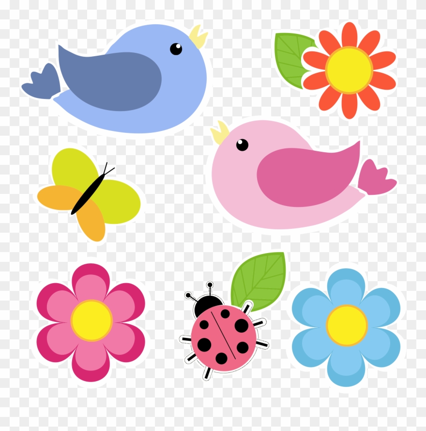 Birds Clipart - Flower And Butterfly Clip Art - Png Download