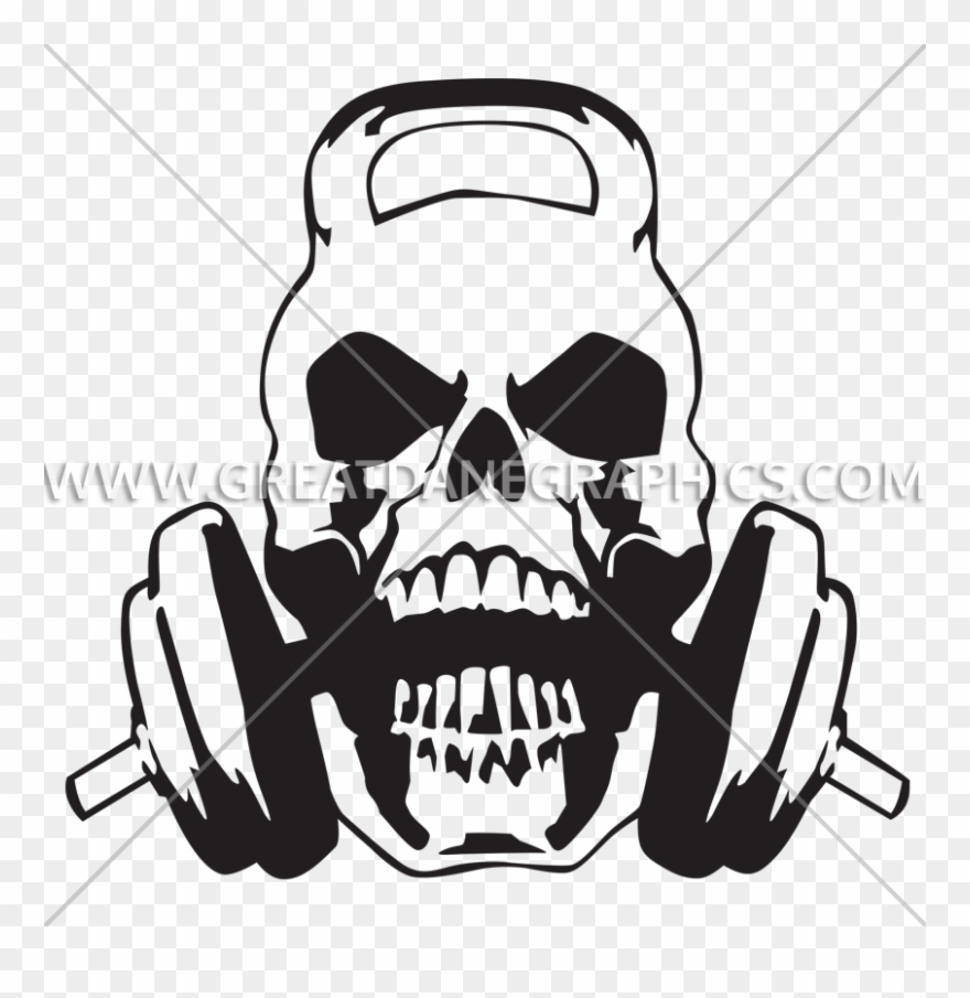 Kettle Bell Chew Production Ready Artwork For - Skull And Weights Clipart