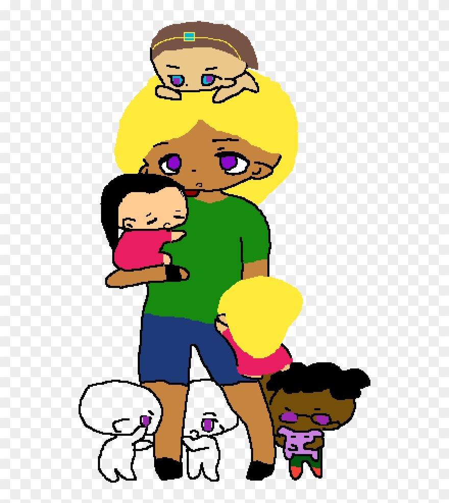 Mom And Kids Fighting - Cartoon Clipart