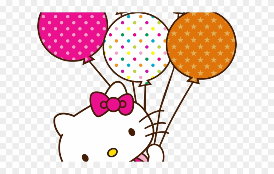 Ballons Clipart Hello Kitty - Hello Kitty With Balloon Png Transparent Png