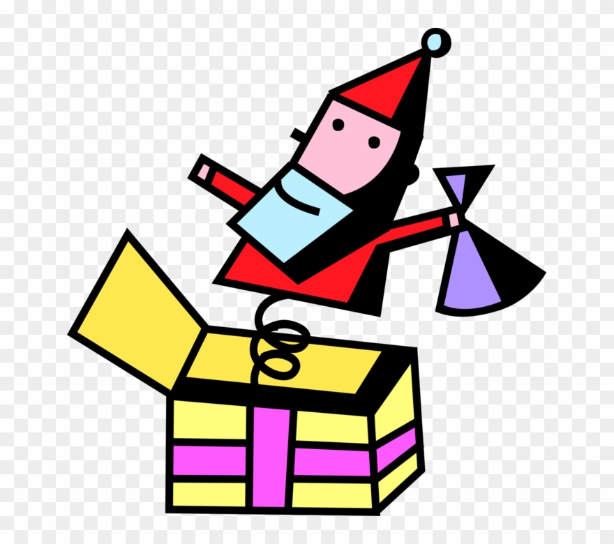 Vector Illustration Of Jack In The Box Children's Toy - Toy Clipart