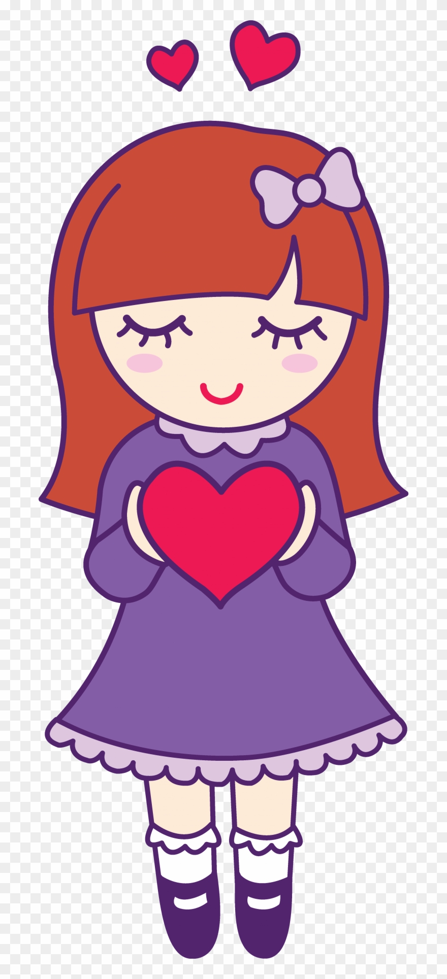 Girl Clipart Valentine Hearts For - Frases Largas Para Tu Hermana - Png Download