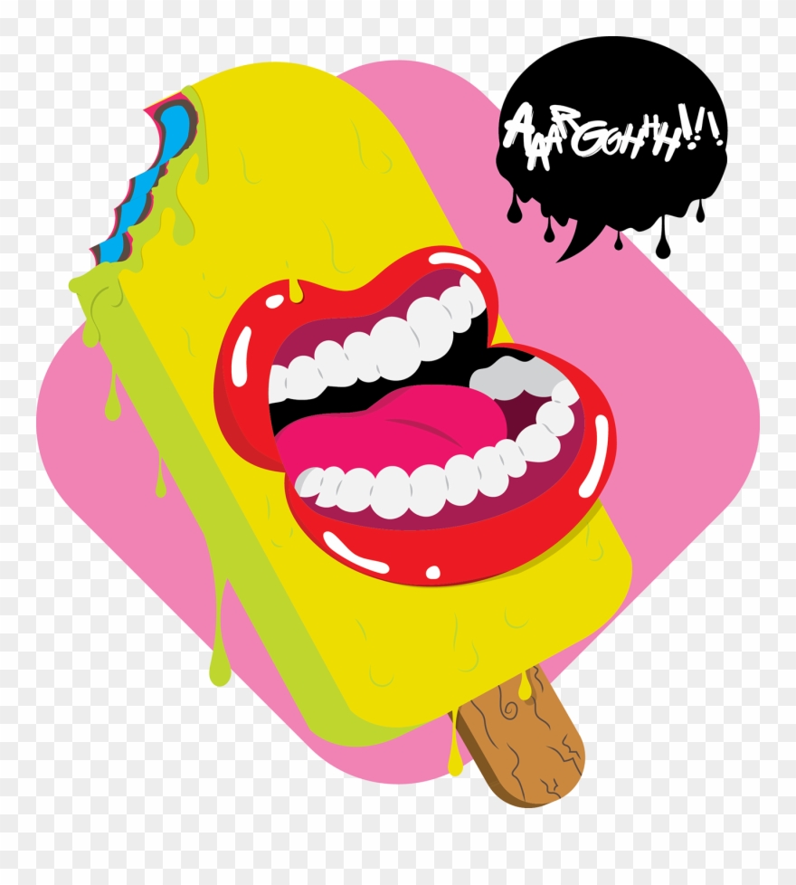 Tongue Clip Fun Vector Black And White - Ice Cream, I Scream - Png Download