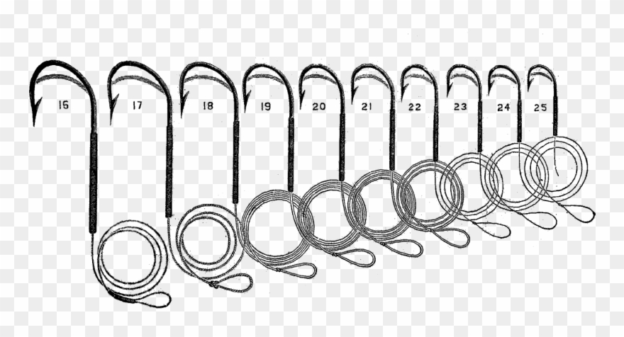 This Is A Wonderful Fishing Hook Digital Stamp - Actual Hook Fishing Hook Size Chart Clipart