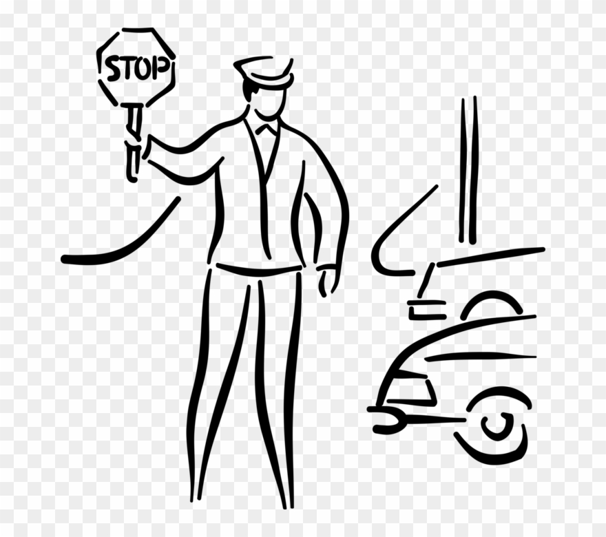 Vector Illustration Of School Crossing Guard Stops - Clip Art - Png Download