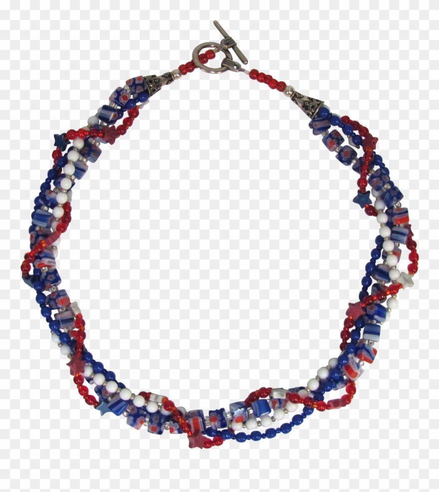Red White And Blue Multiple Strand Twisted Choker With - Necklace Clipart