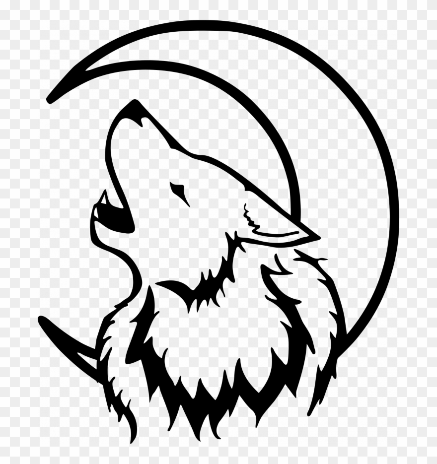 Medium Size Of How To Draw An Easy Wolf Face Half A - Wolf And Crescent Moon Clipart
