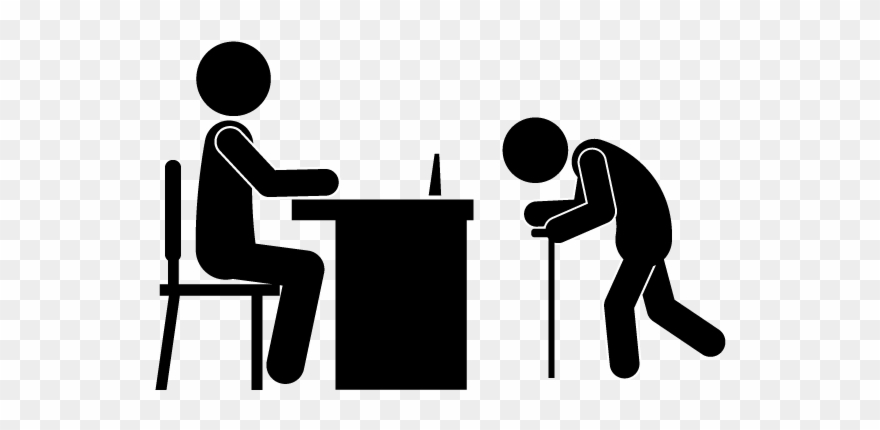 Old Man Visits Ward Office - Clip Art - Png Download