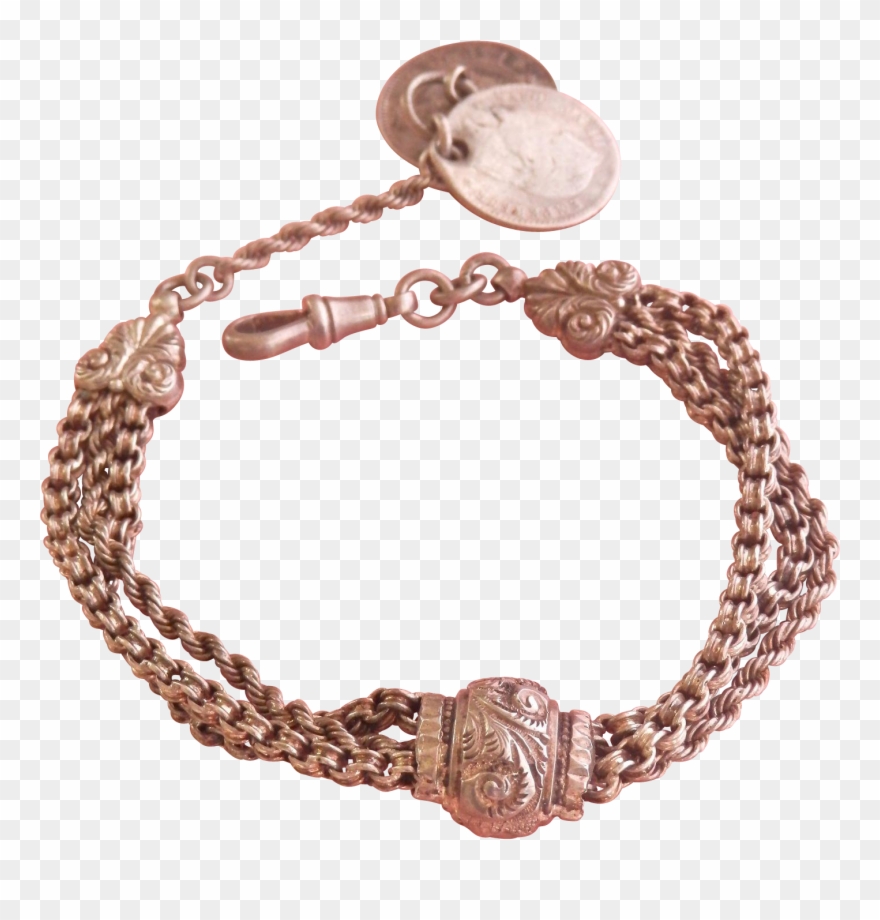 Lovely Antique Continental Silver Ornate Watch Chain/bracelet - Bracelet Clipart