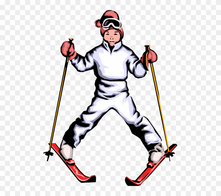 Youngster On Skis Snow - Skiing Clipart