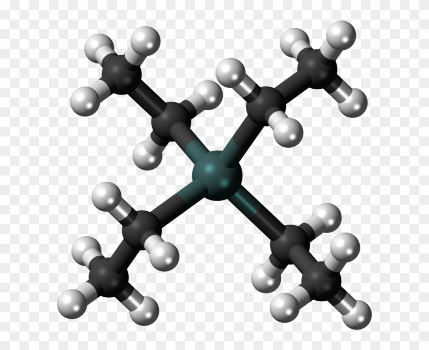 Ball And Stick Model Of The Tetraethyllead Molecule - Gasoline Models Of Molecules Ball And Stick Clipart