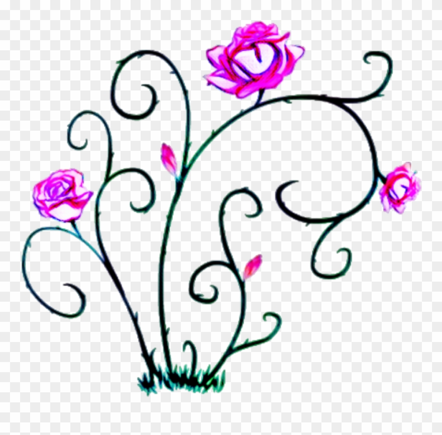 Edits Flowers Vine Thorns Art Stickers - Sticker Clipart