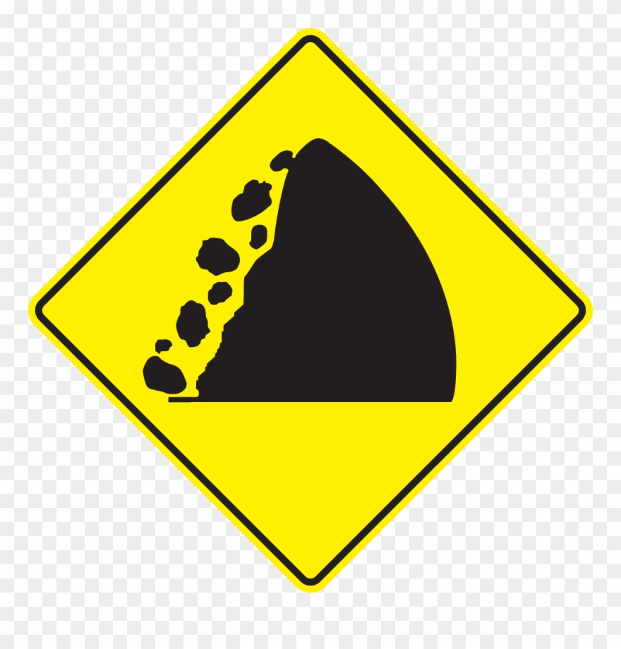 Fallen Rock Landslide Dim - Falling Rocks Sign Clipart