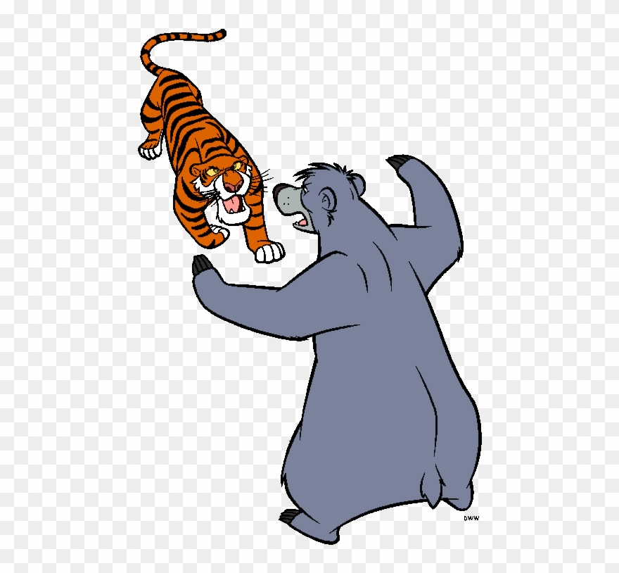 The Jungle Book Group Clip Art - Shere Khan And Baloo Cartoon - Png Download