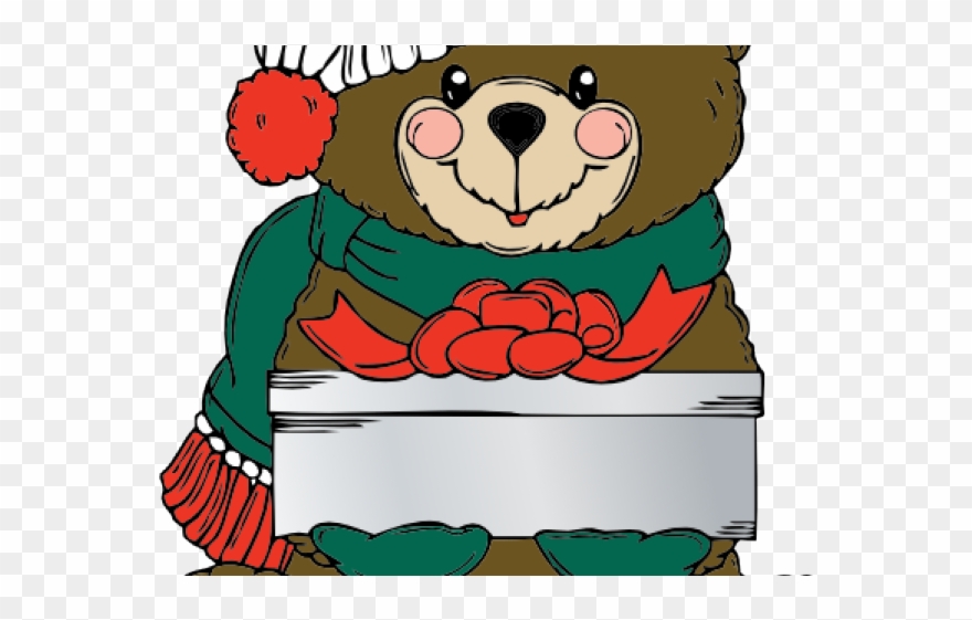 Christmas Bear Clipart - Christmas Teddy Bear Vector - Png Download
