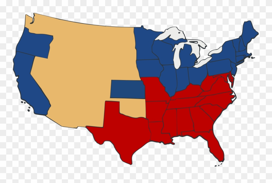 Slave And Free States Before The American Civil War - Union And Confederate Colonies Clipart
