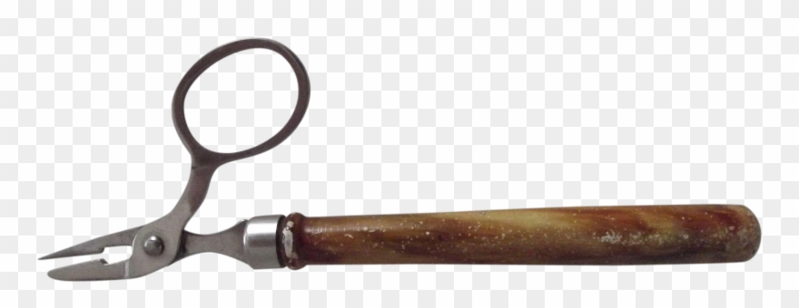 Scissors From 1900, One Thumb Hole, Wood Handle - Metalworking Hand Tool Clipart