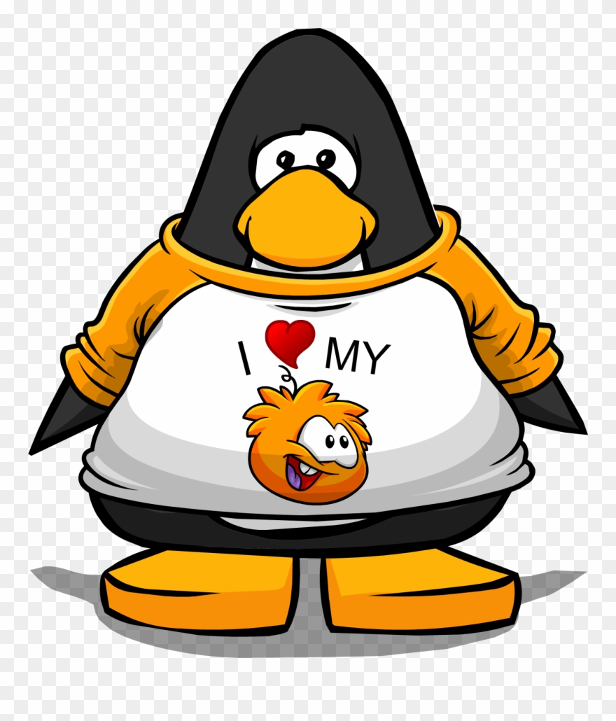 I Heart My Orange Puffle T-shirt Pc - Club Penguin Blue Lei Clipart