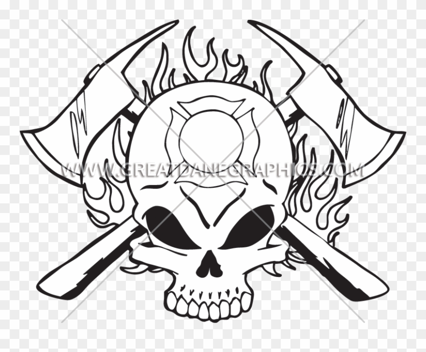 Fighter Skull Production Ready Artwork For T - Firefighter Clipart
