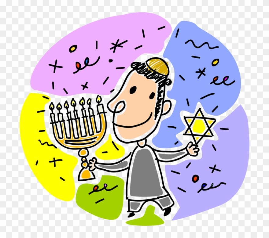 Jewish Boy In Synagogue With Vector Image - Cartoon Clipart