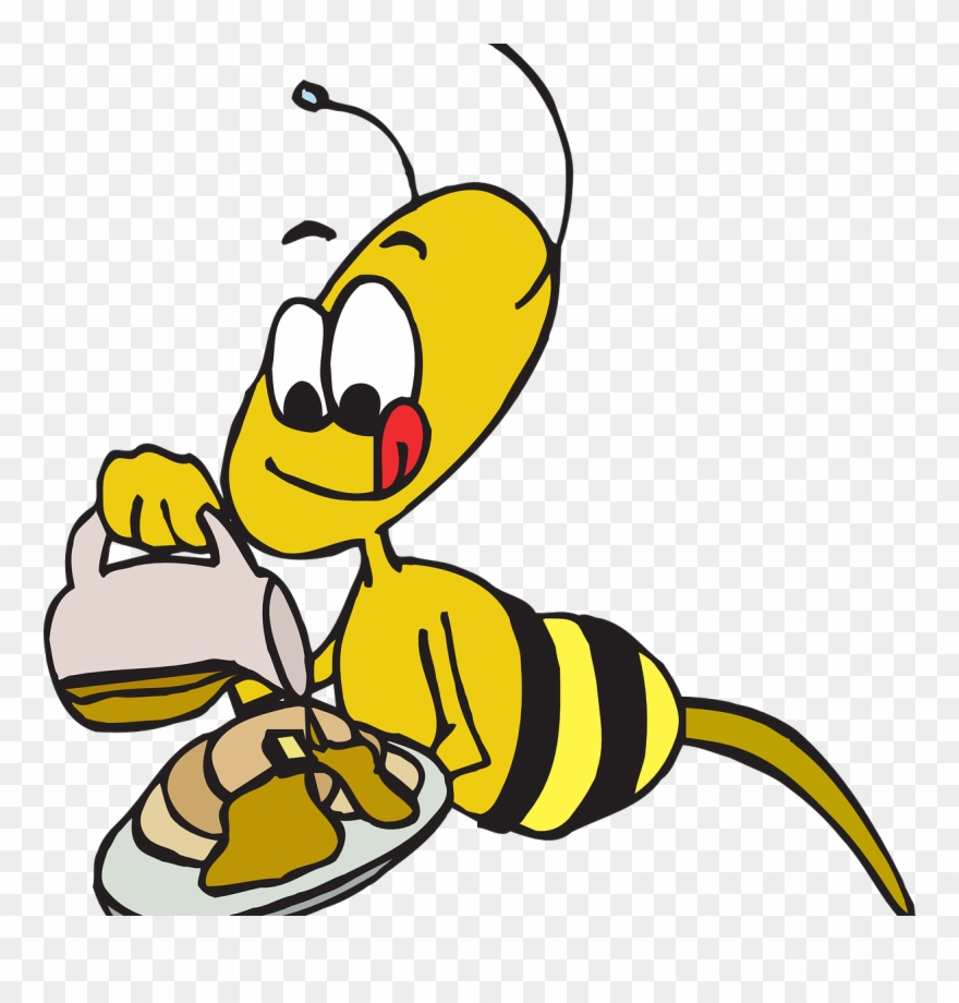 Leviva - Bee Eating Honey Cartoon Clipart