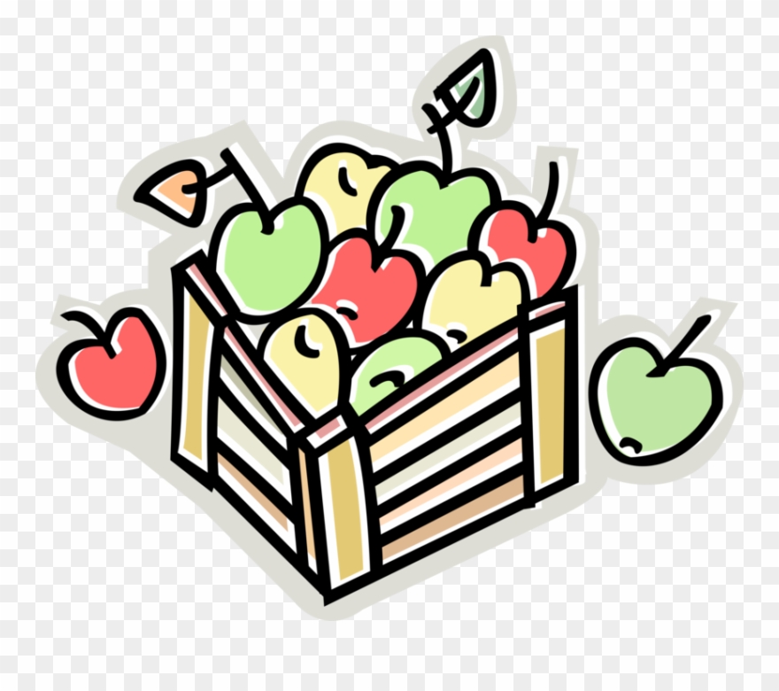 Vector Illustration Of Apple Orchard Harvest Crate - Evolution Of Money Barter System Clipart